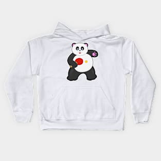 Panda at Table tennis with Table tennis racket Kids Hoodie